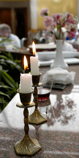 shabbat candles in the atrium