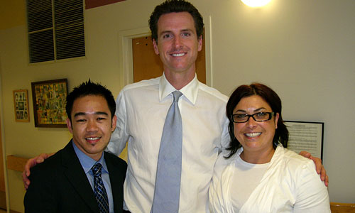 Mayor Newsom, Edwin Cabigao, and Sandra Simon