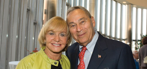 Richard and Barbara in lobby of the Rosenberg Family Center