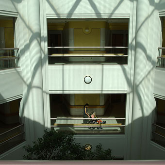 Birds-eye View of atrium in Friedman pavilion