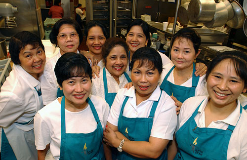 Nine Jewish Home dietary staff in the kitchen